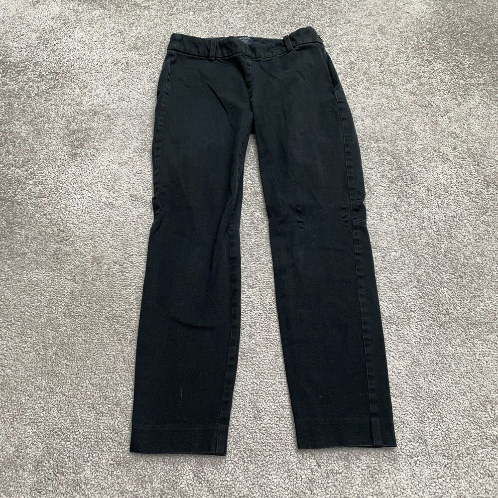 J.Crew Winnie Ankle Pants Womens 00 Pants Black Mid Rise Cotton Stretch 26x24